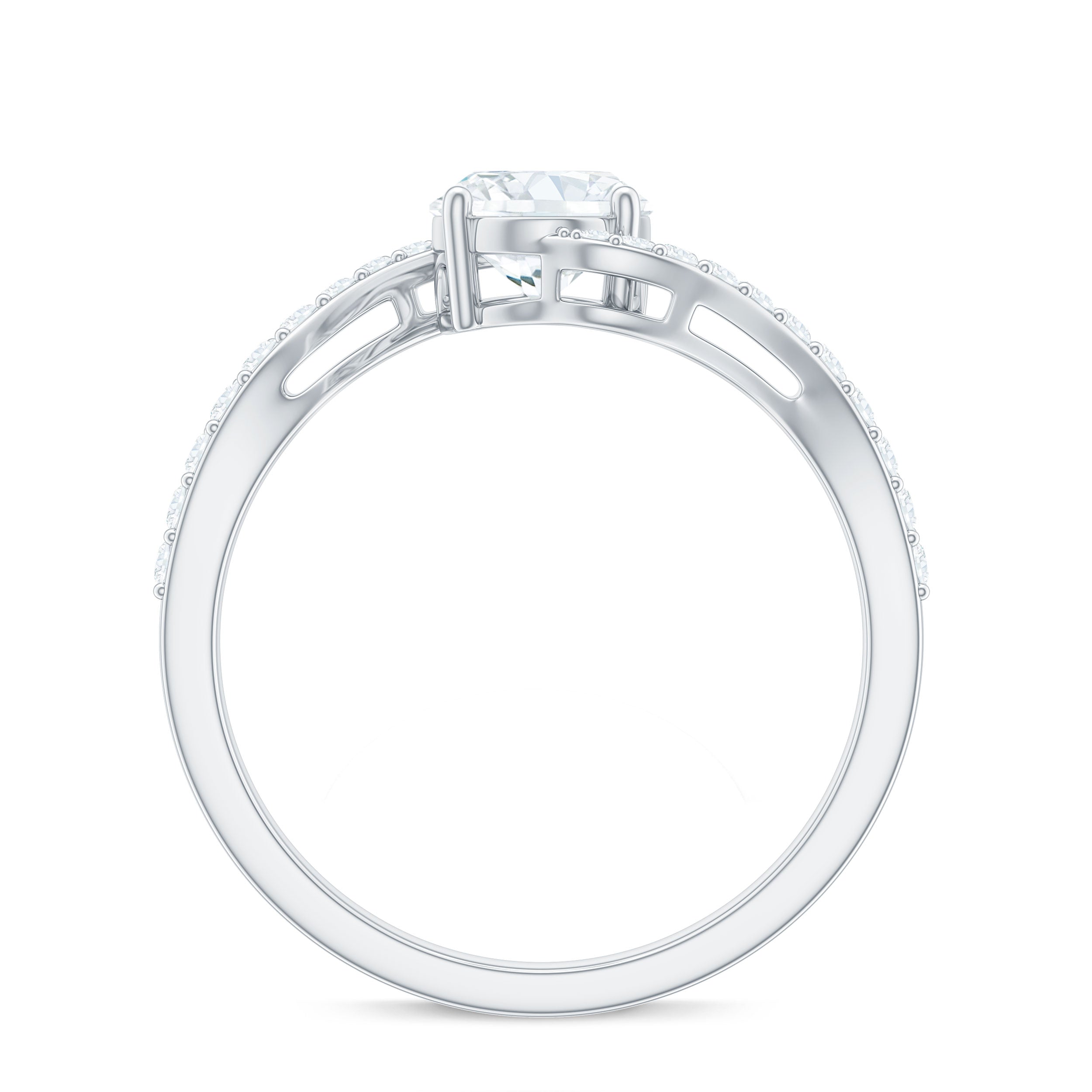 1 Carat Moissanite Oval Engagement Ring with Bypass Shank
