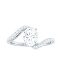 1 Carat Moissanite Oval Engagement Ring with Bypass Shank