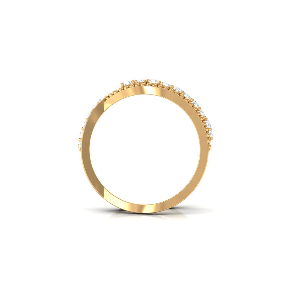 Designer Diamond Band Ring with Criss Cross Shank