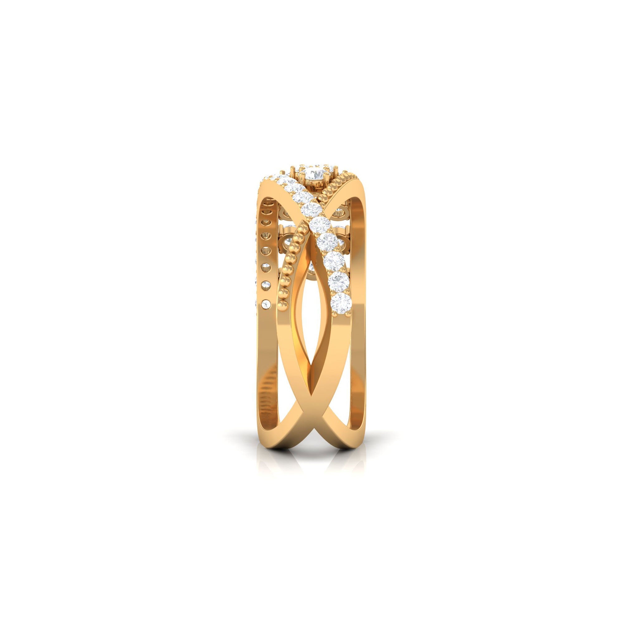 Designer Diamond Band Ring with Criss Cross Shank