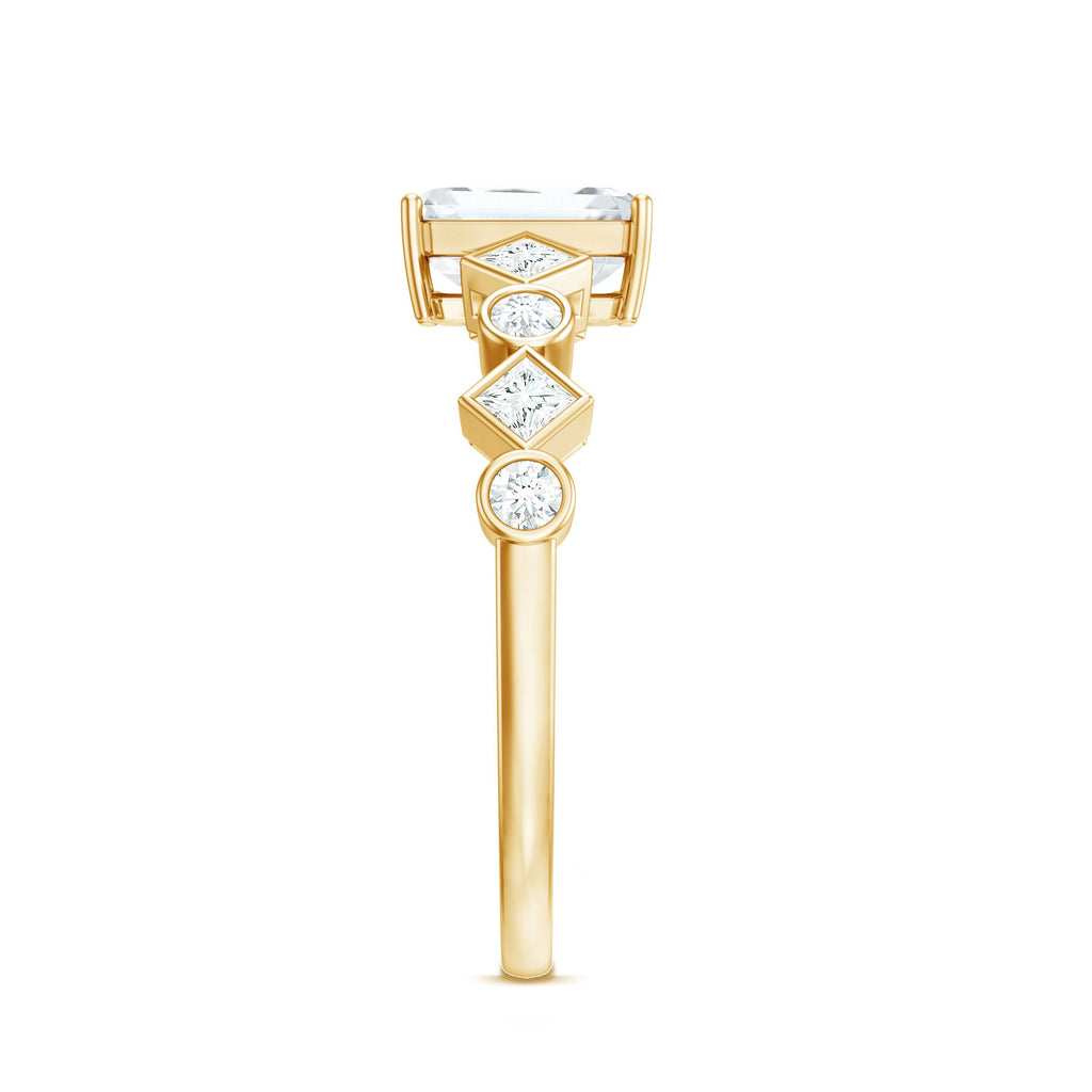 2 CT Octagon Cut Zircon Engagement Ring with Side Stones