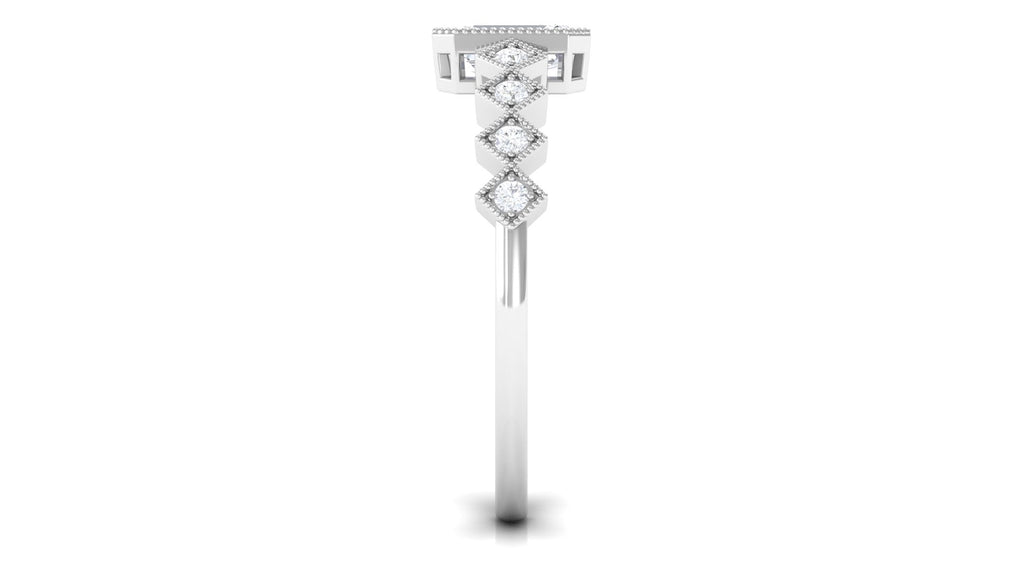 1 CT Octagon Cut Zircon Engagement Ring with Side Stones