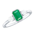 Emerald 3  Stone Ring with Diamond