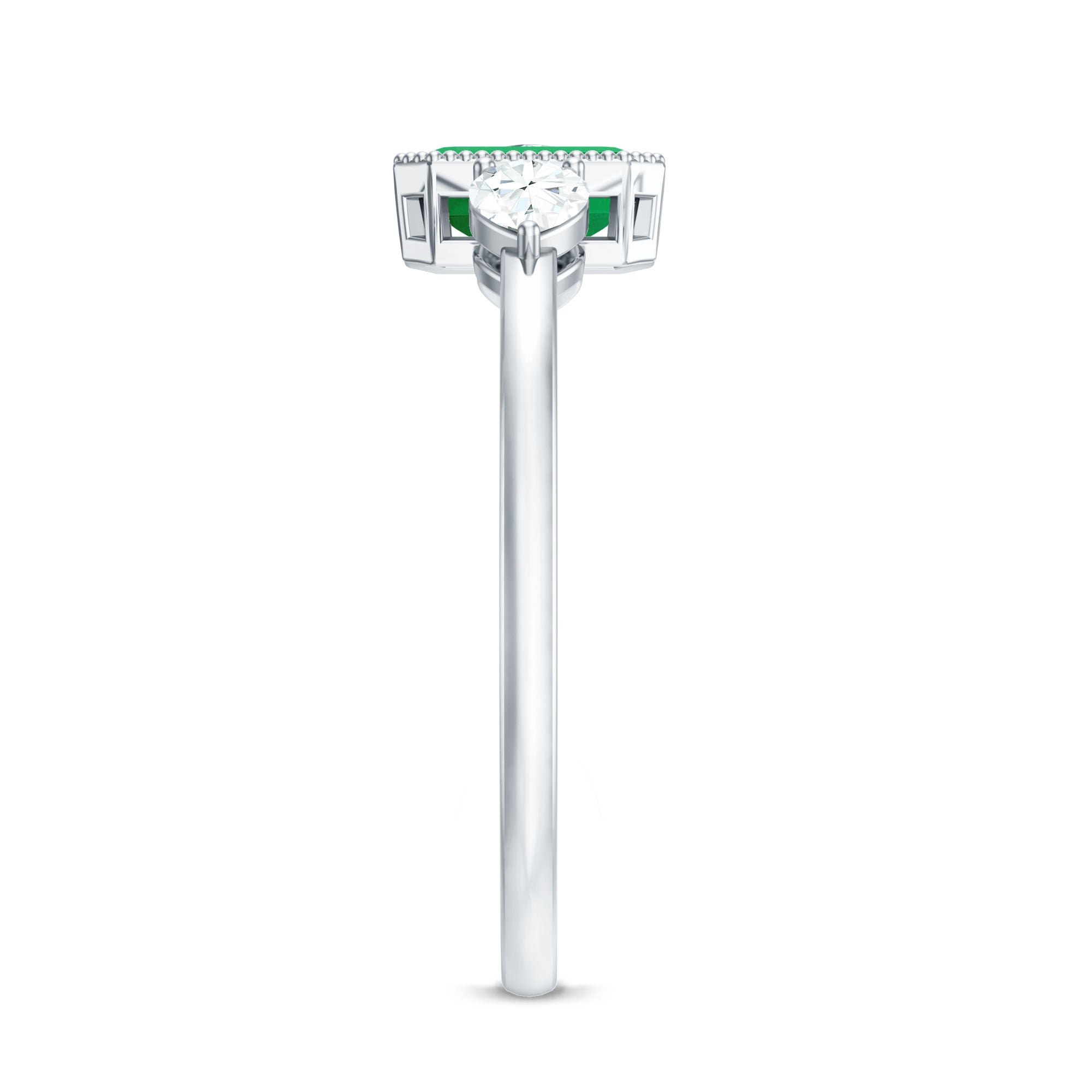 Emerald 3  Stone Ring with Diamond
