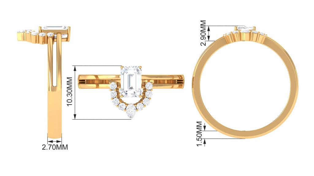 1 CT Octagon Cut Zircon Double Band Engagement Ring