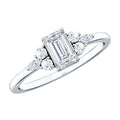 1 CT Octagon Cut Cubic Zirconia Engagement Ring with Trio
