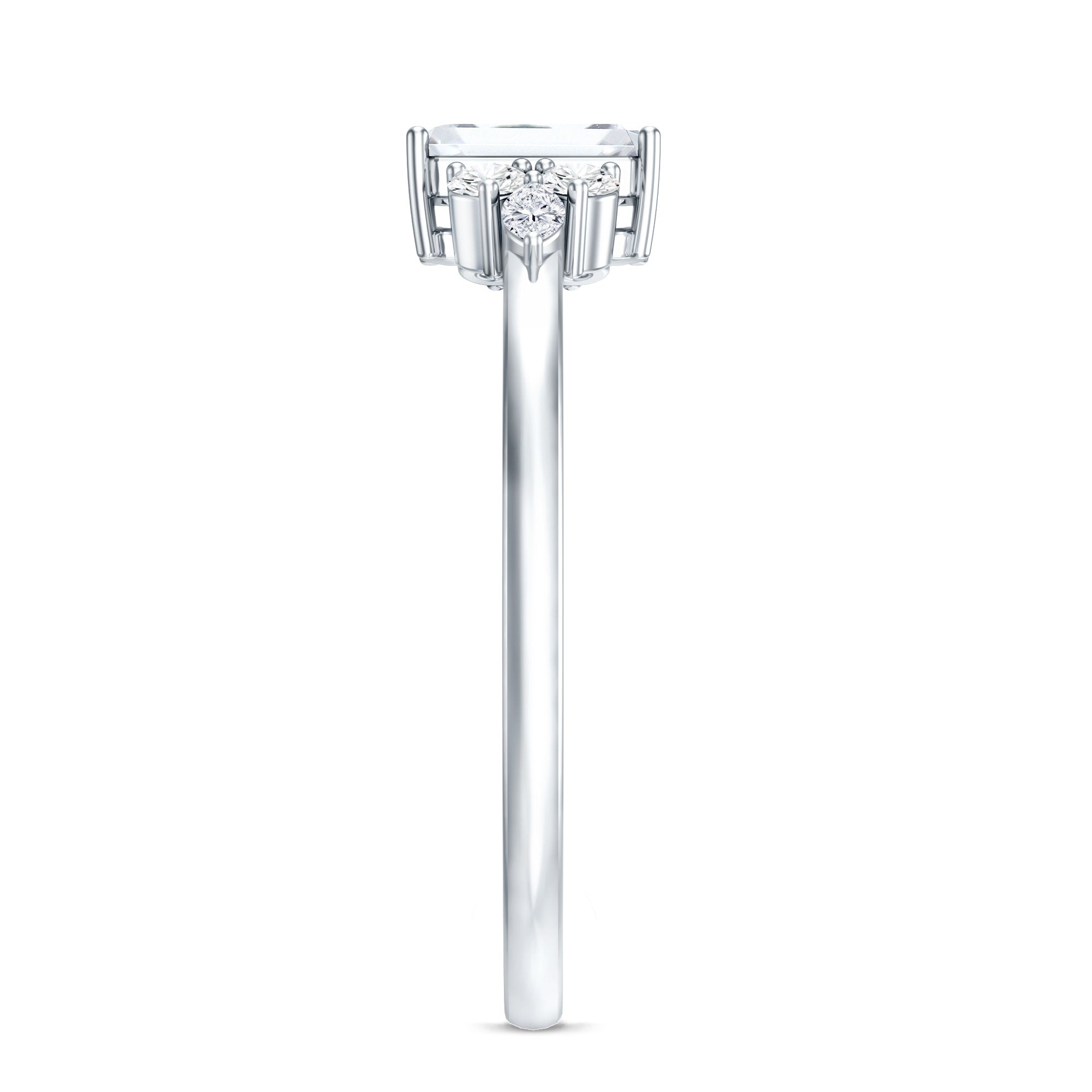 1 CT Octagon Cut Cubic Zirconia Engagement Ring with Trio