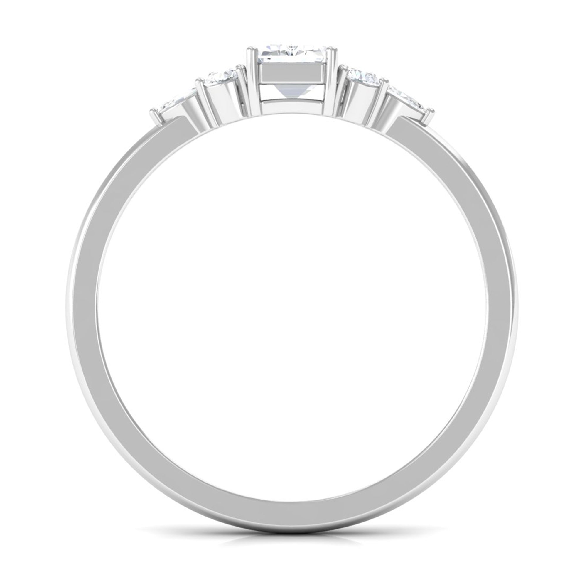 1 CT Octagon Cut Cubic Zirconia Engagement Ring with Trio