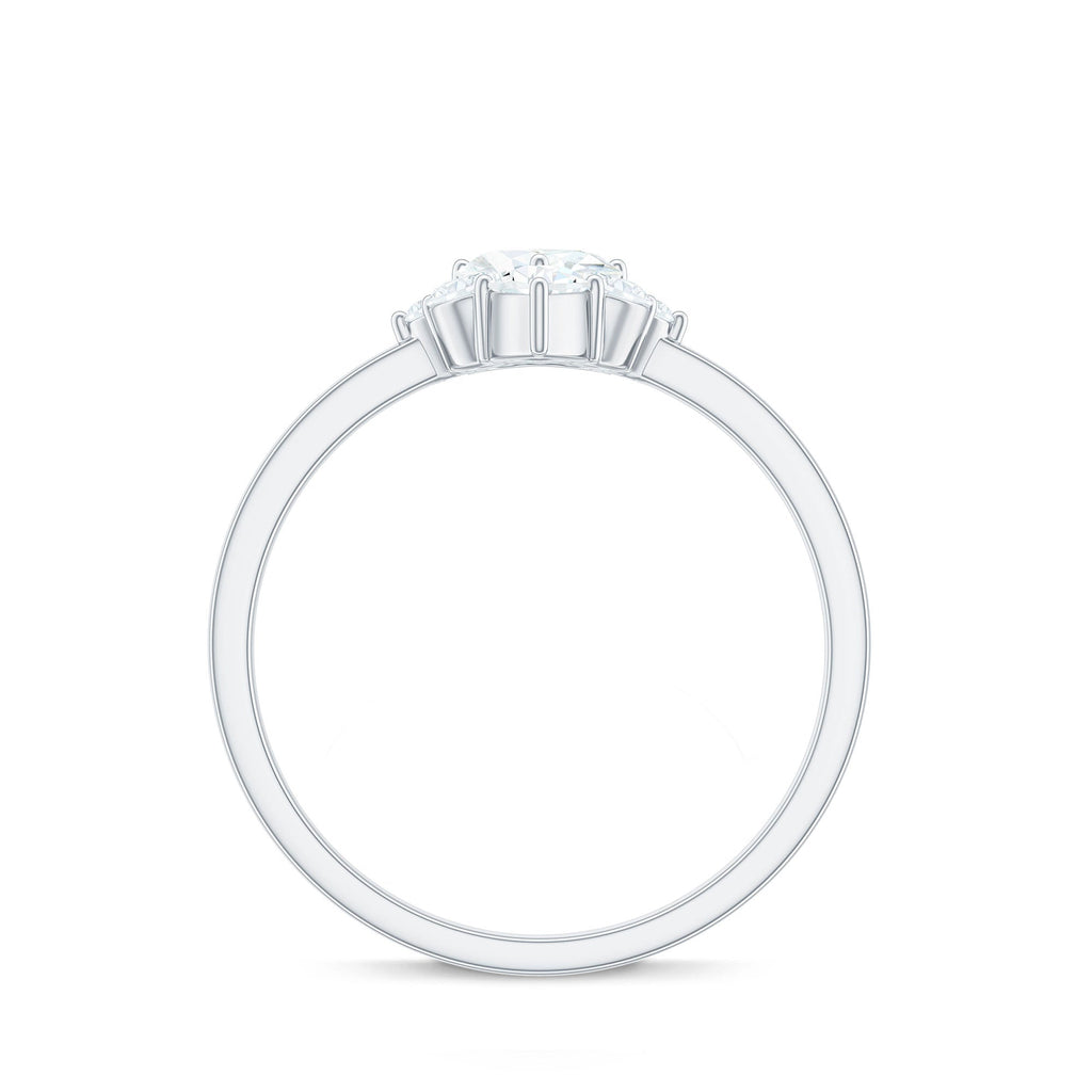 1 CT Cubic Zirconia Heart Engagement Ring with Side Stones