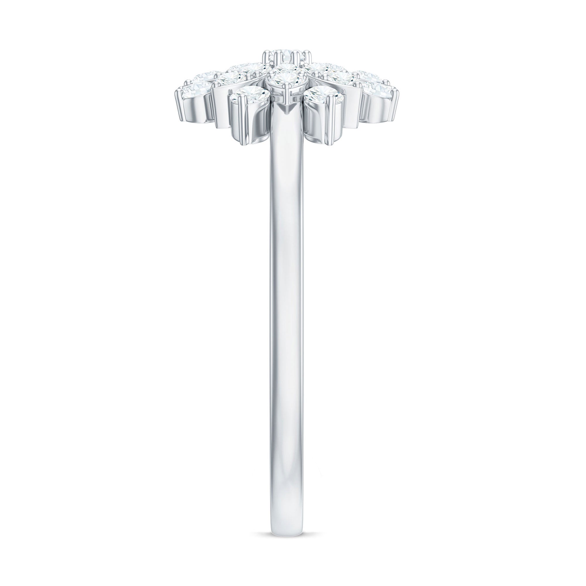 Certified Cubic Zirconia Flower Cluster Engagement Ring