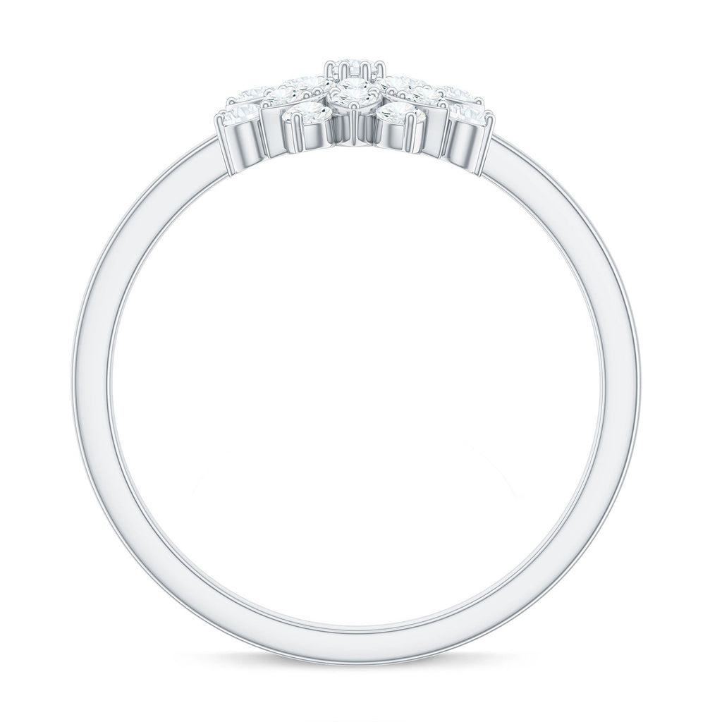 Certified Cubic Zirconia Flower Cluster Engagement Ring