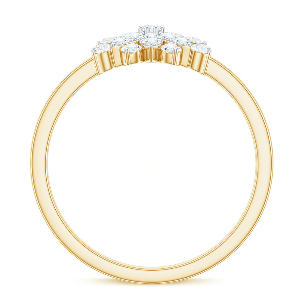 Certified Cubic Zirconia Flower Cluster Engagement Ring