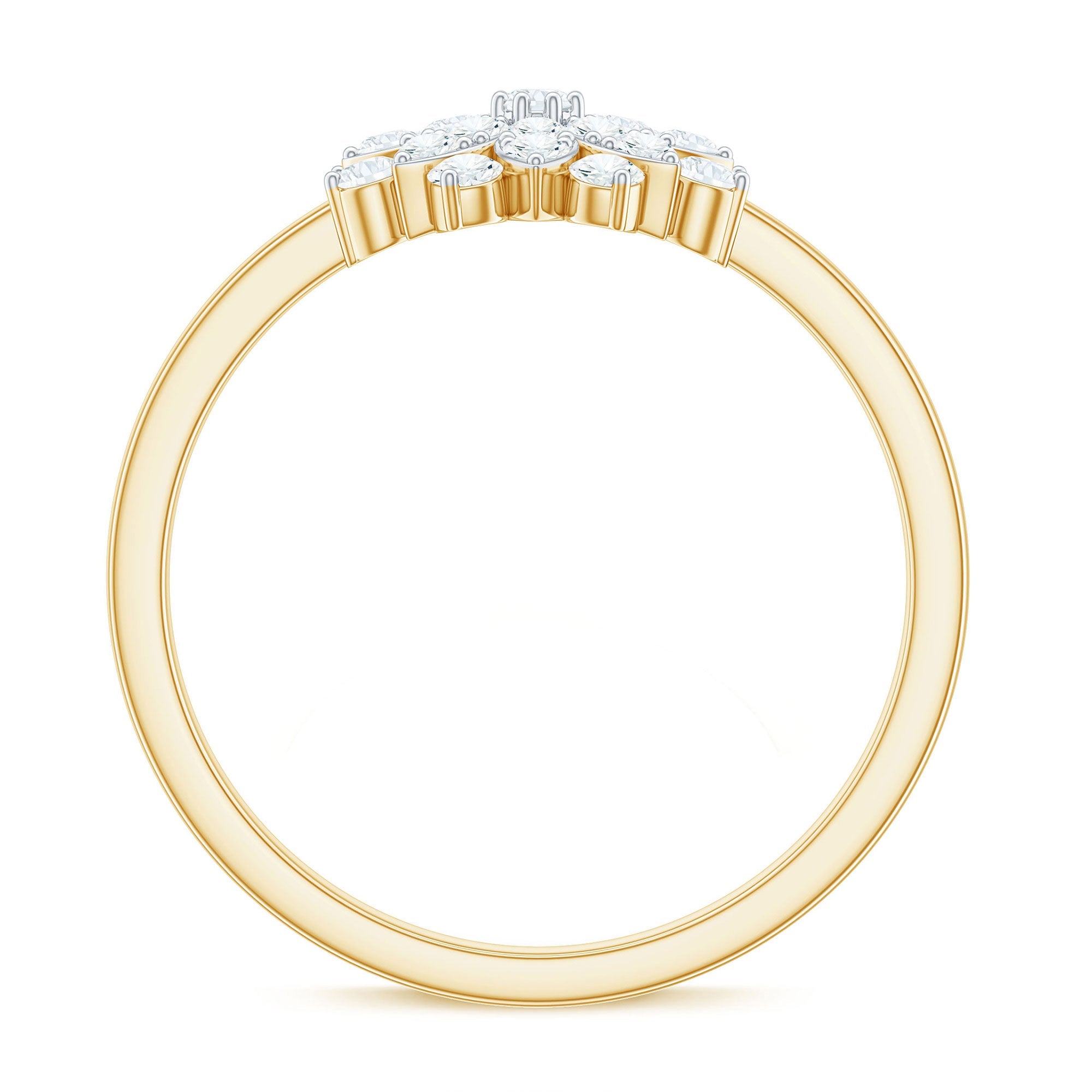 Certified Cubic Zirconia Flower Cluster Engagement Ring