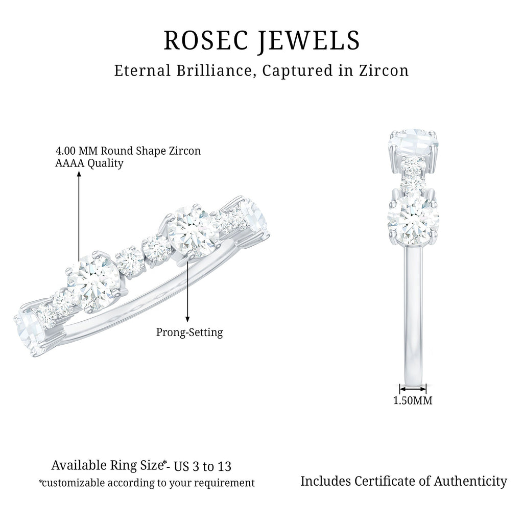 Cubic Zirconia Half Eternity Wedding Anniversary Ring