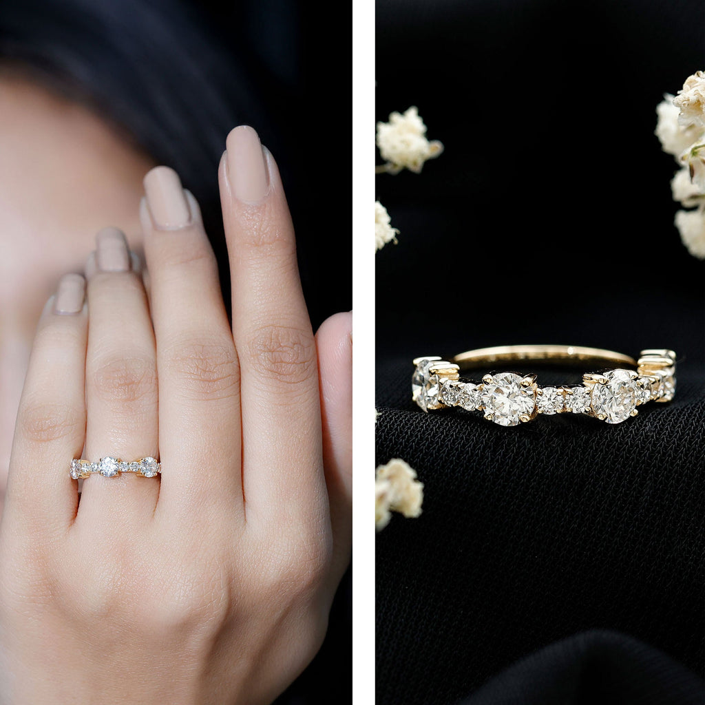 Cubic Zirconia Half Eternity Wedding Anniversary Ring