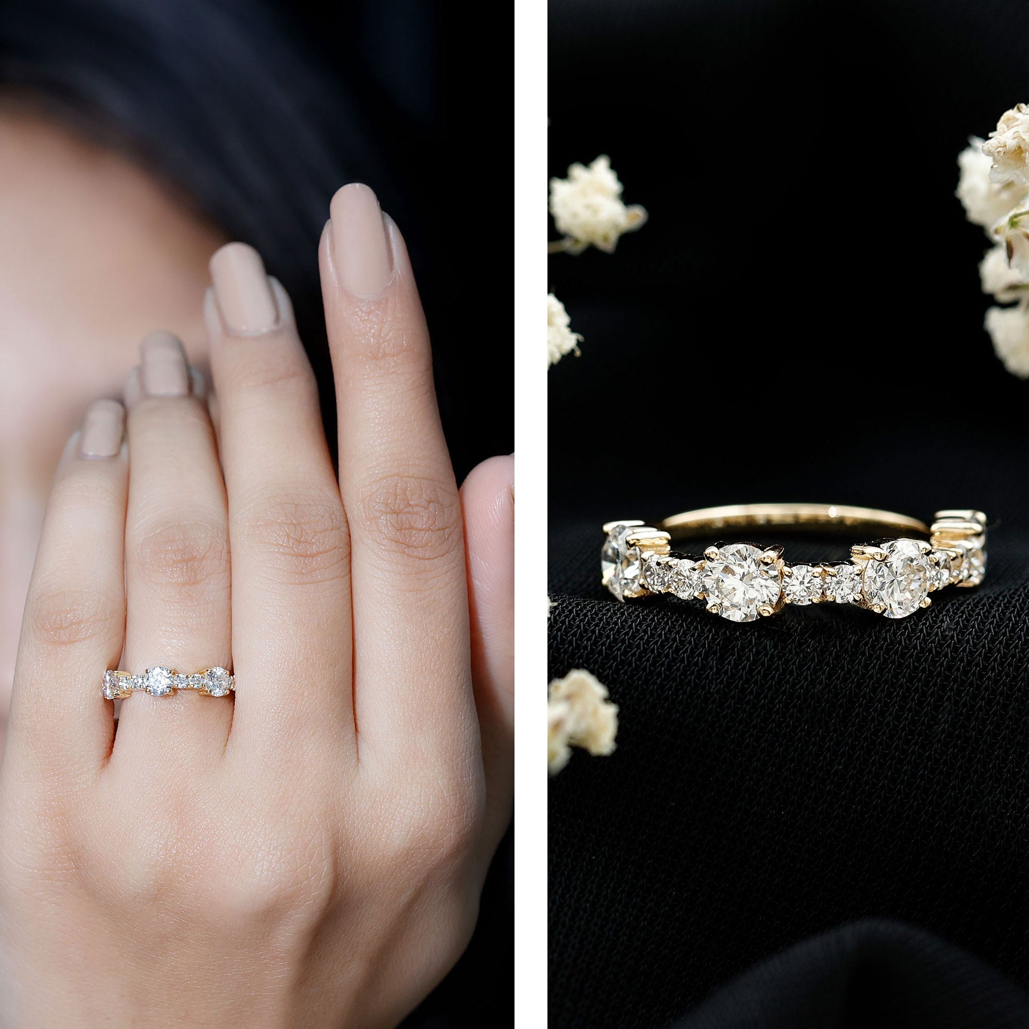 Cubic Zirconia Half Eternity Wedding Anniversary Ring