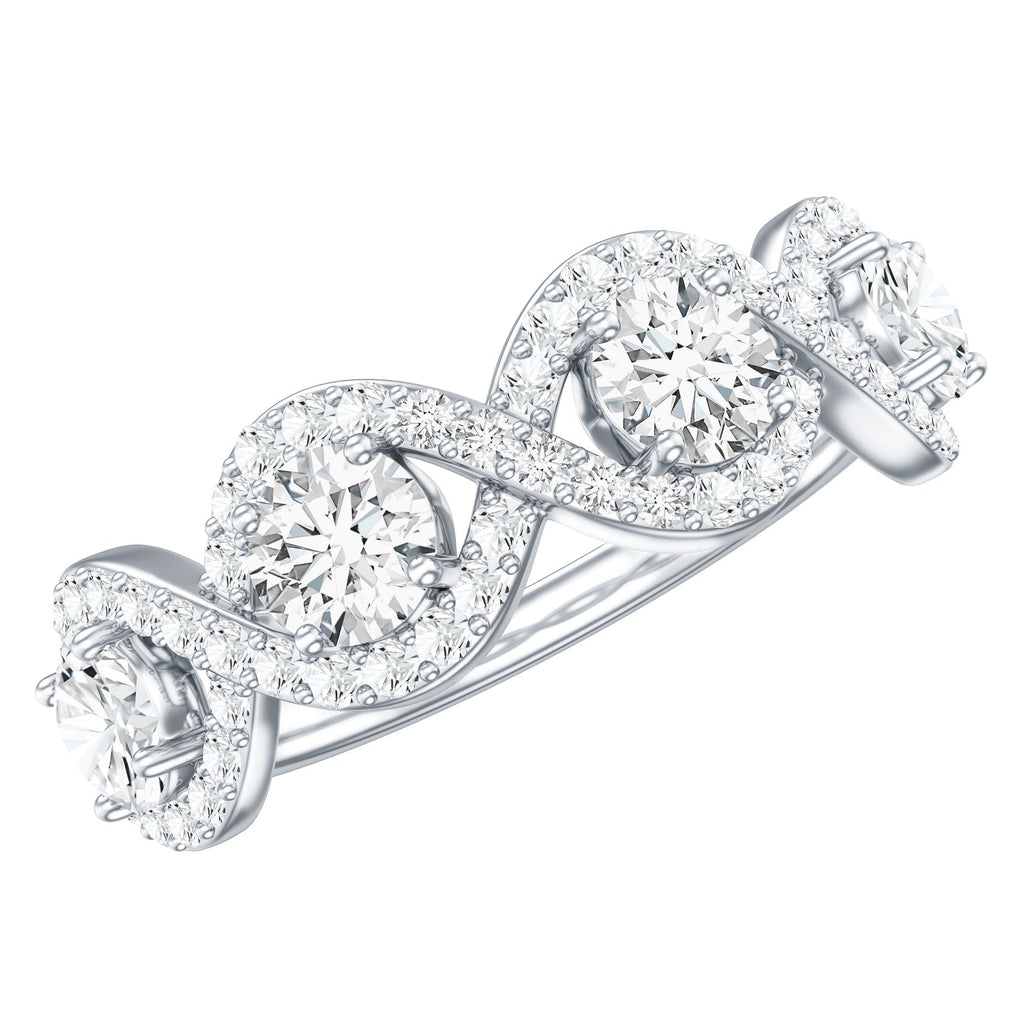 Cubic Zirconia Braided Half Eternity Band Ring