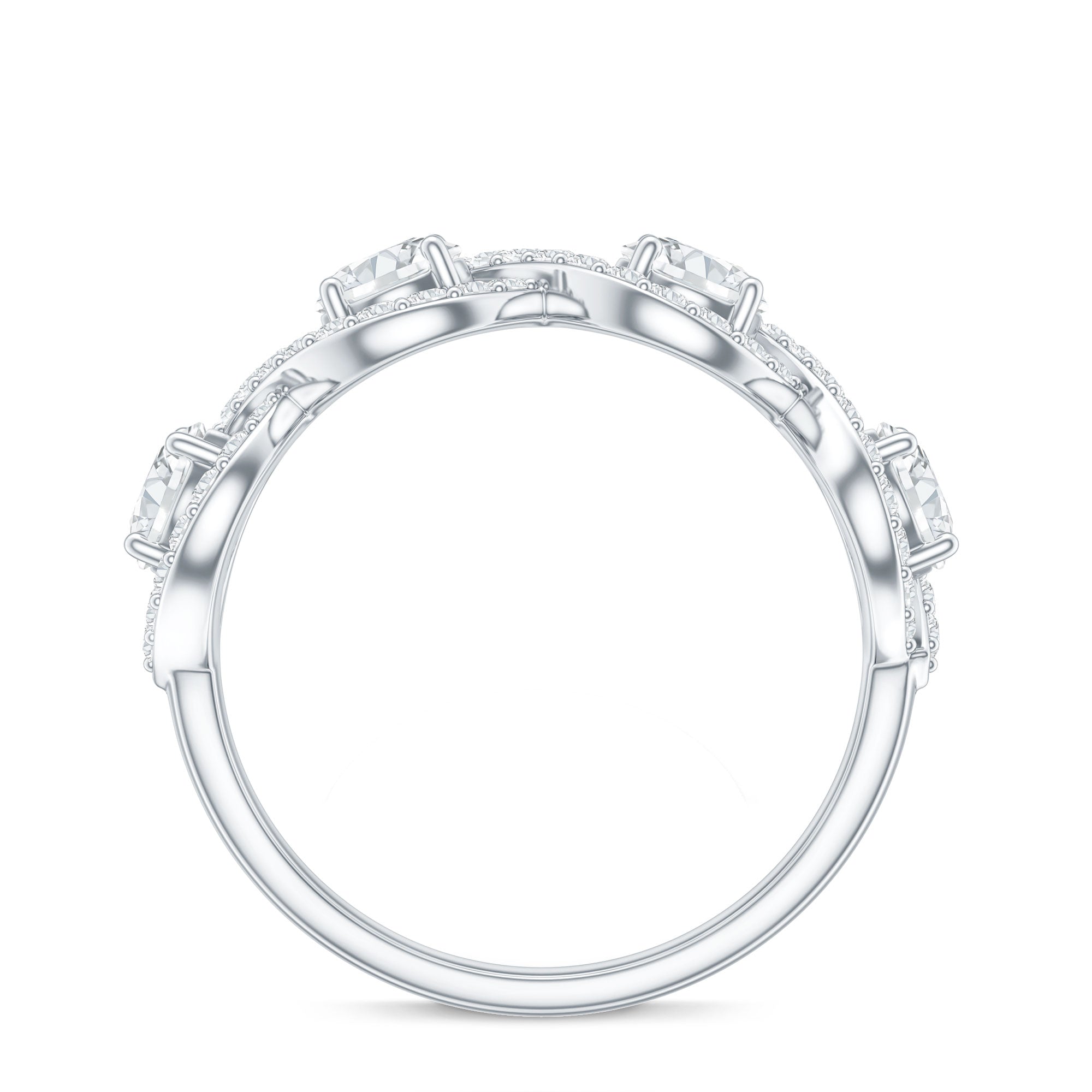 Cubic Zirconia Braided Half Eternity Band Ring