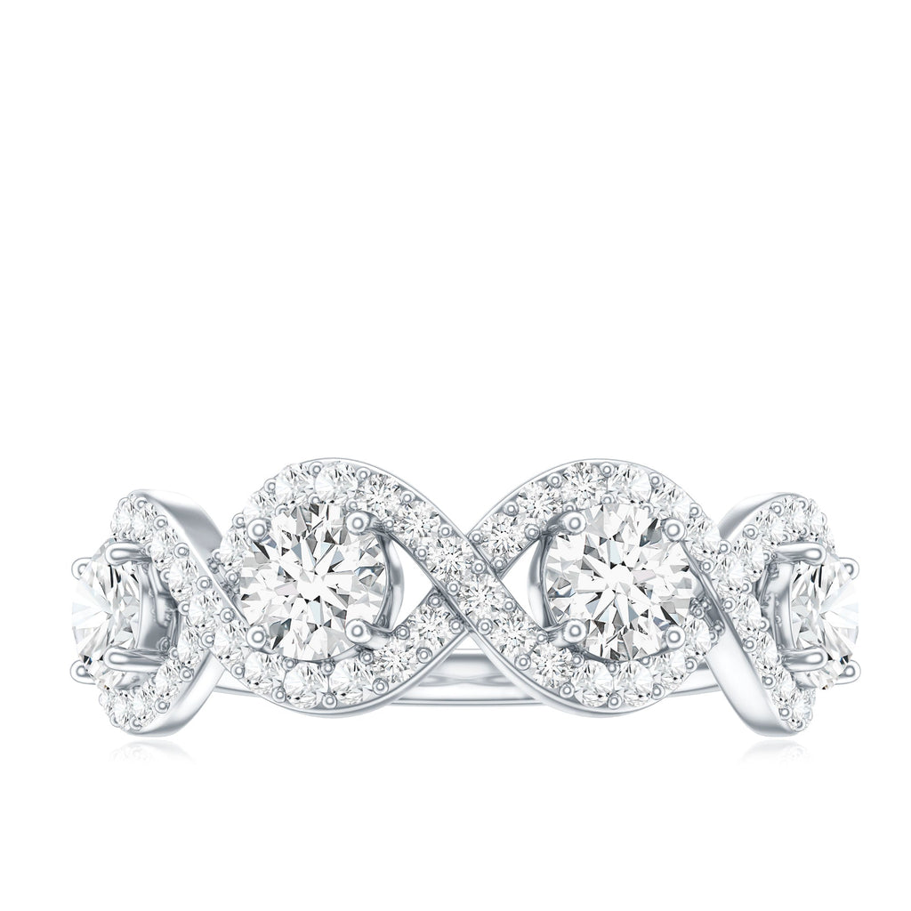Cubic Zirconia Braided Half Eternity Band Ring
