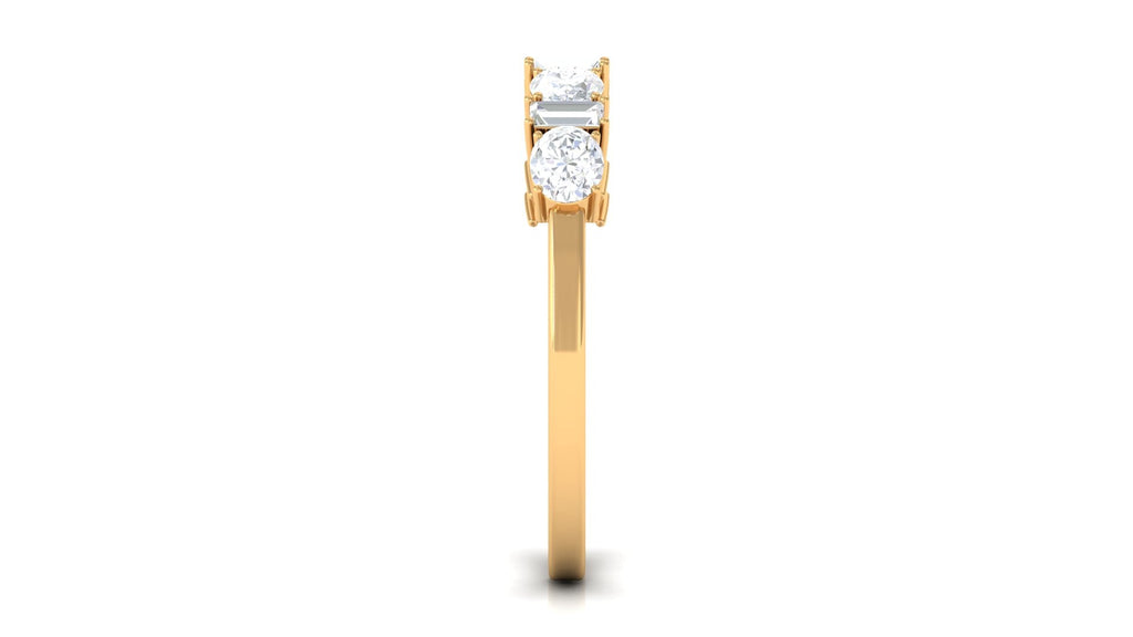 Oval and Baguette Cut Zircon Wedding Half Eternity Ring