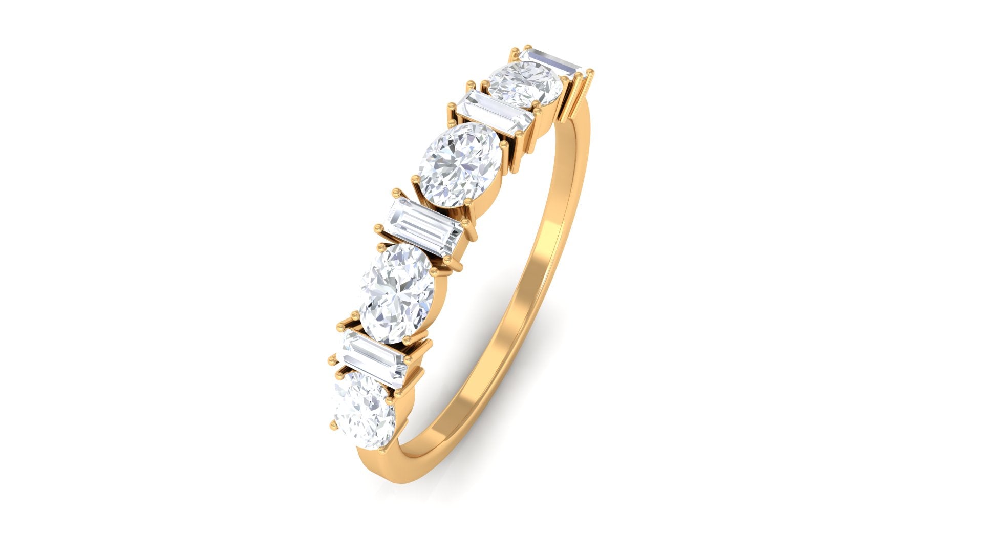 Oval and Baguette Cut Zircon Wedding Half Eternity Ring