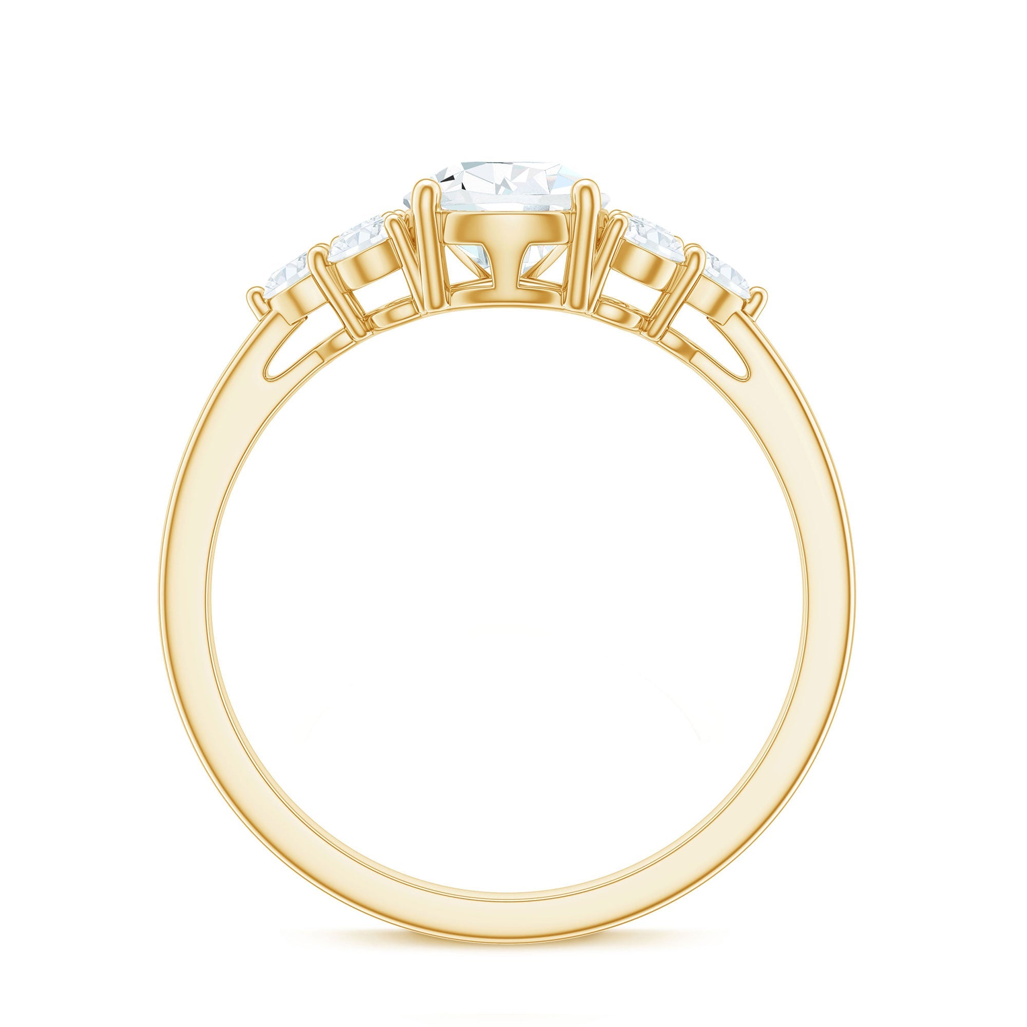 Zircon Teardrop Engagement Ring with Cluster Accent