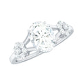 1 Carat Oval Cut Zircon Flower Engagement Ring with Split Shank