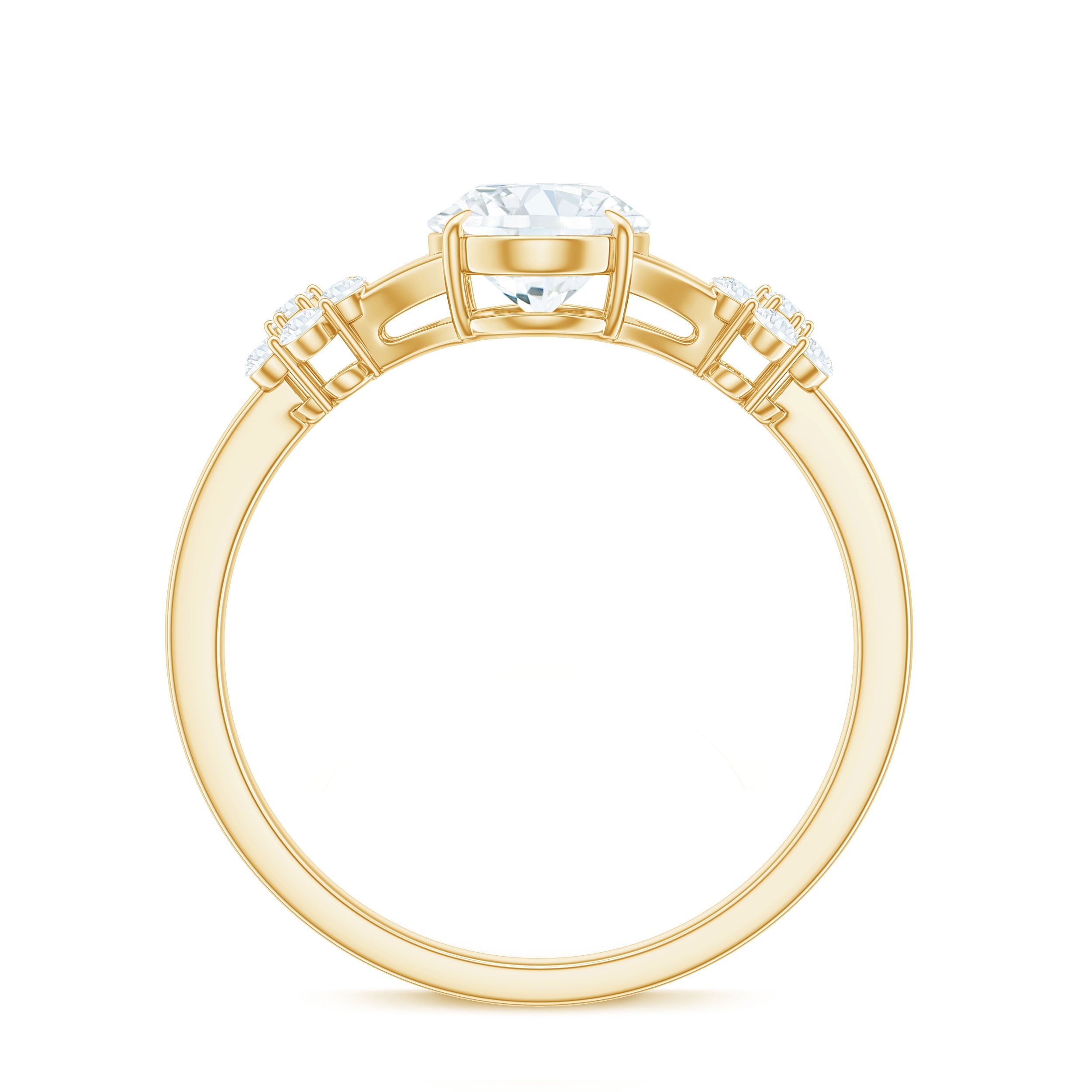 1 Carat Oval Cut Zircon Flower Engagement Ring with Split Shank