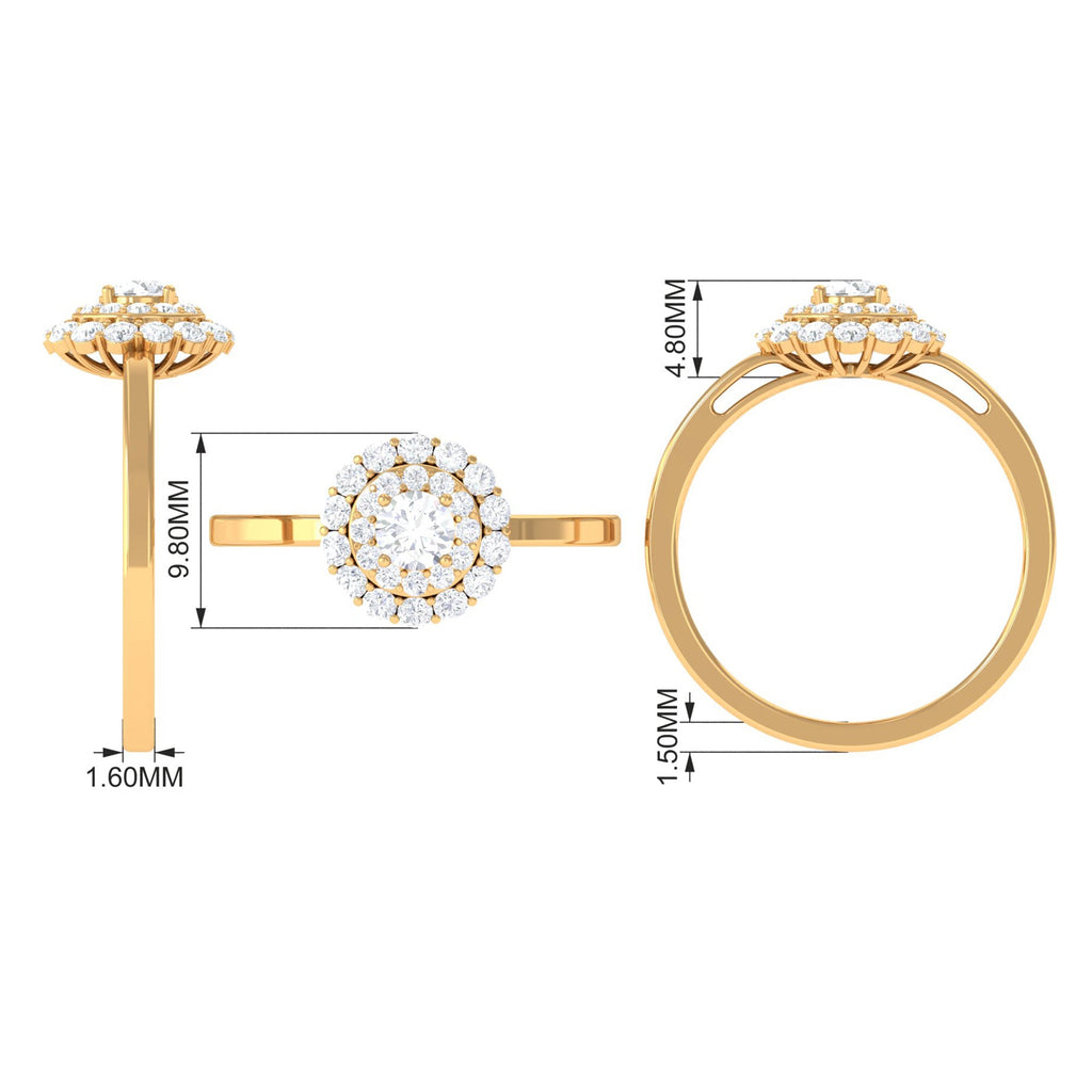 1.25 CT Certified Zircon Vintage Inspired Double Halo Ring