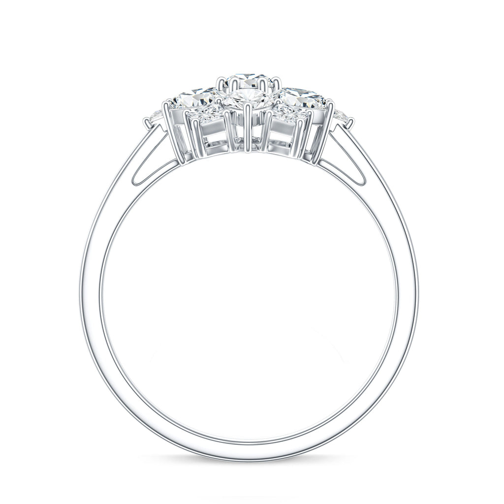 Womens Moissanite Flower Engagement Ring with Certificate