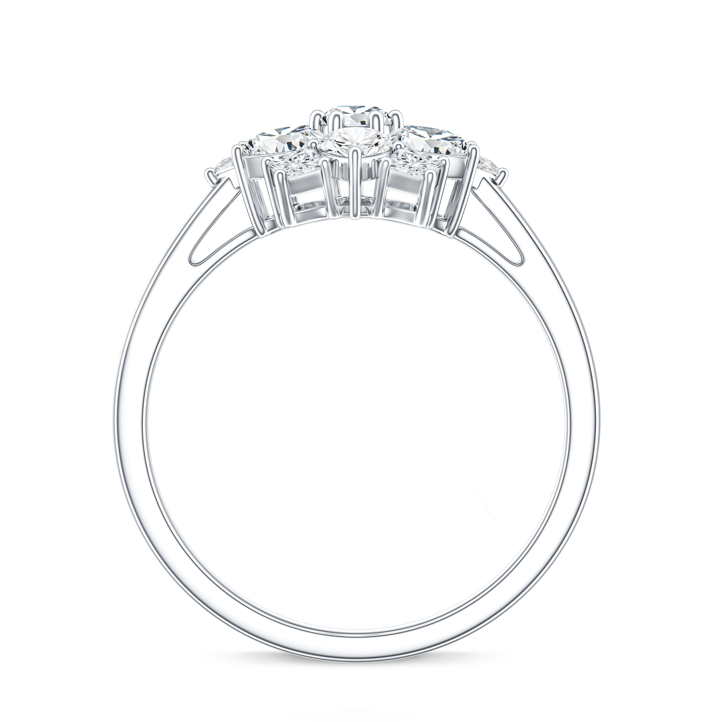 Womens Moissanite Flower Engagement Ring with Certificate