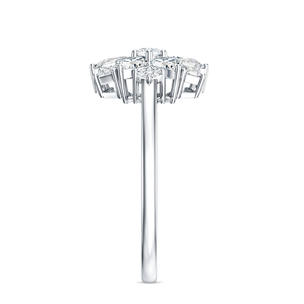 Womens Moissanite Flower Engagement Ring with Certificate