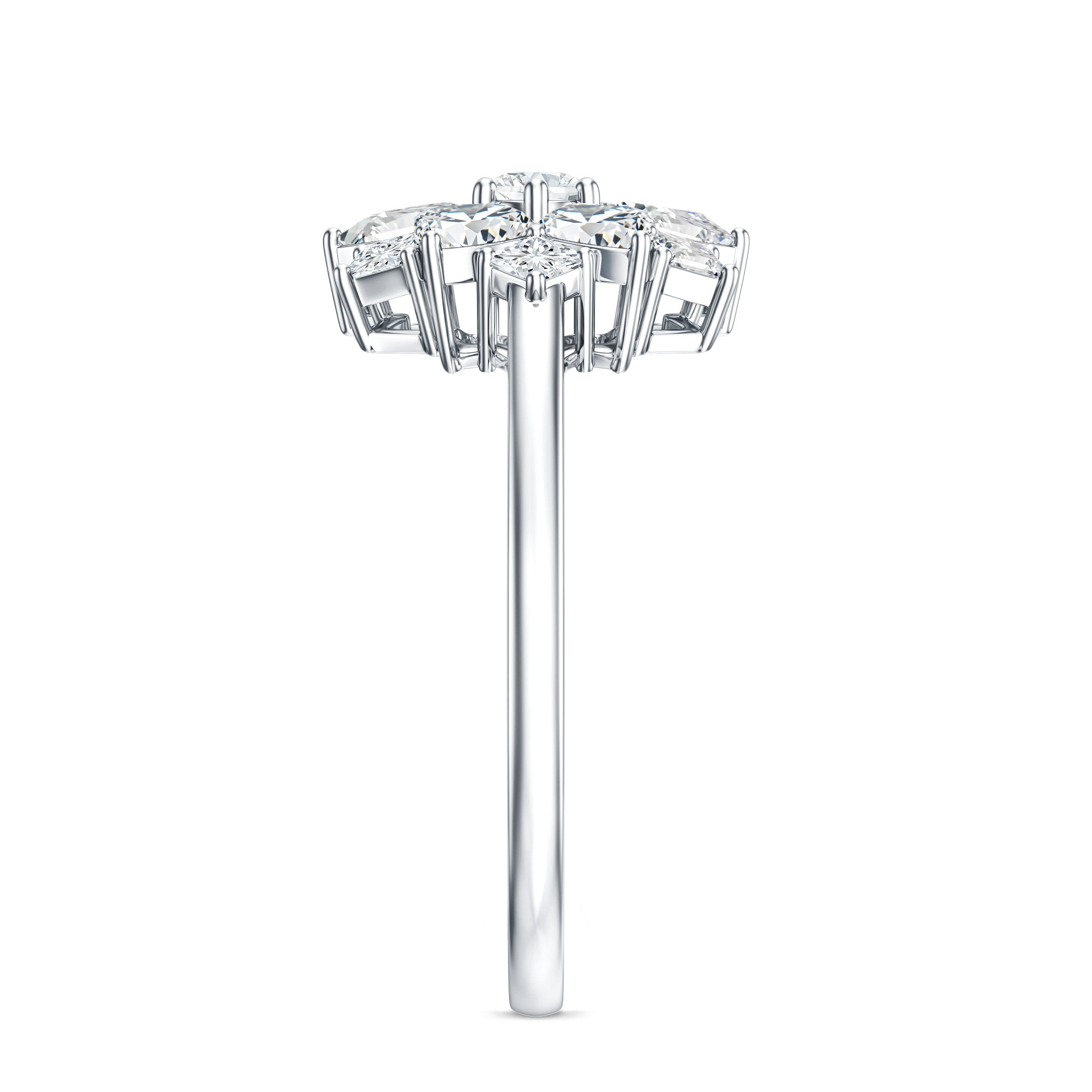 Womens Moissanite Flower Engagement Ring with Certificate