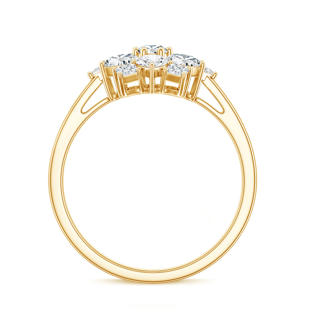 Womens Moissanite Flower Engagement Ring with Certificate