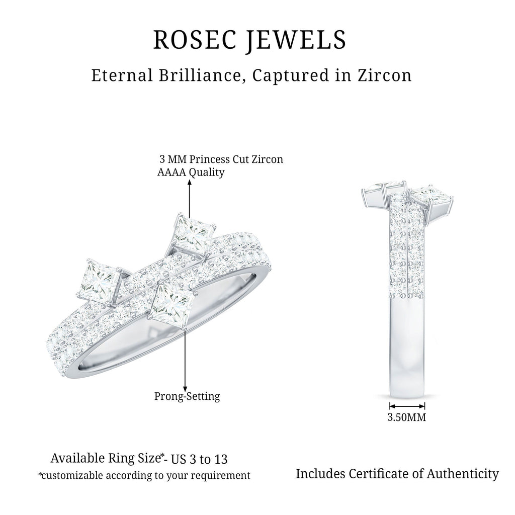 1.50 CT Designer Zircon Band Ring in Prong Setting