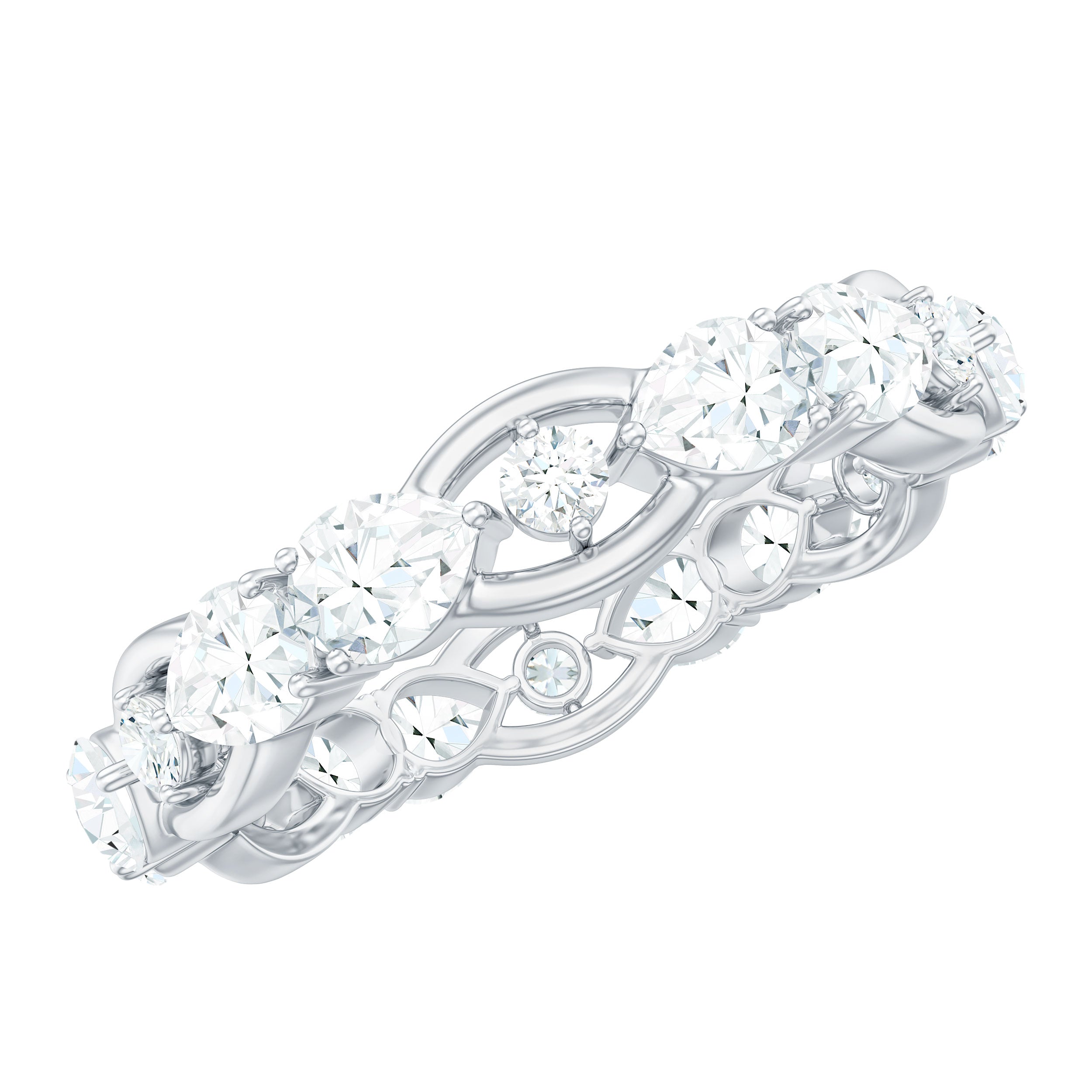 Round and Pear Cut Cubic Zirconia Wedding Band for Women