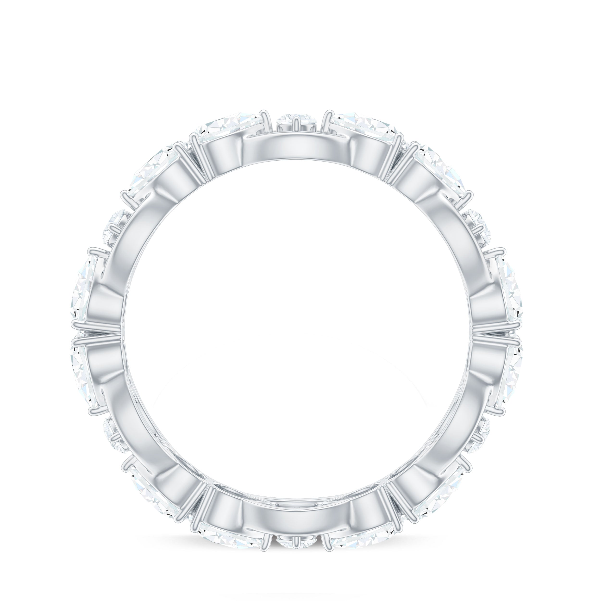 Round and Pear Cut Cubic Zirconia Wedding Band for Women