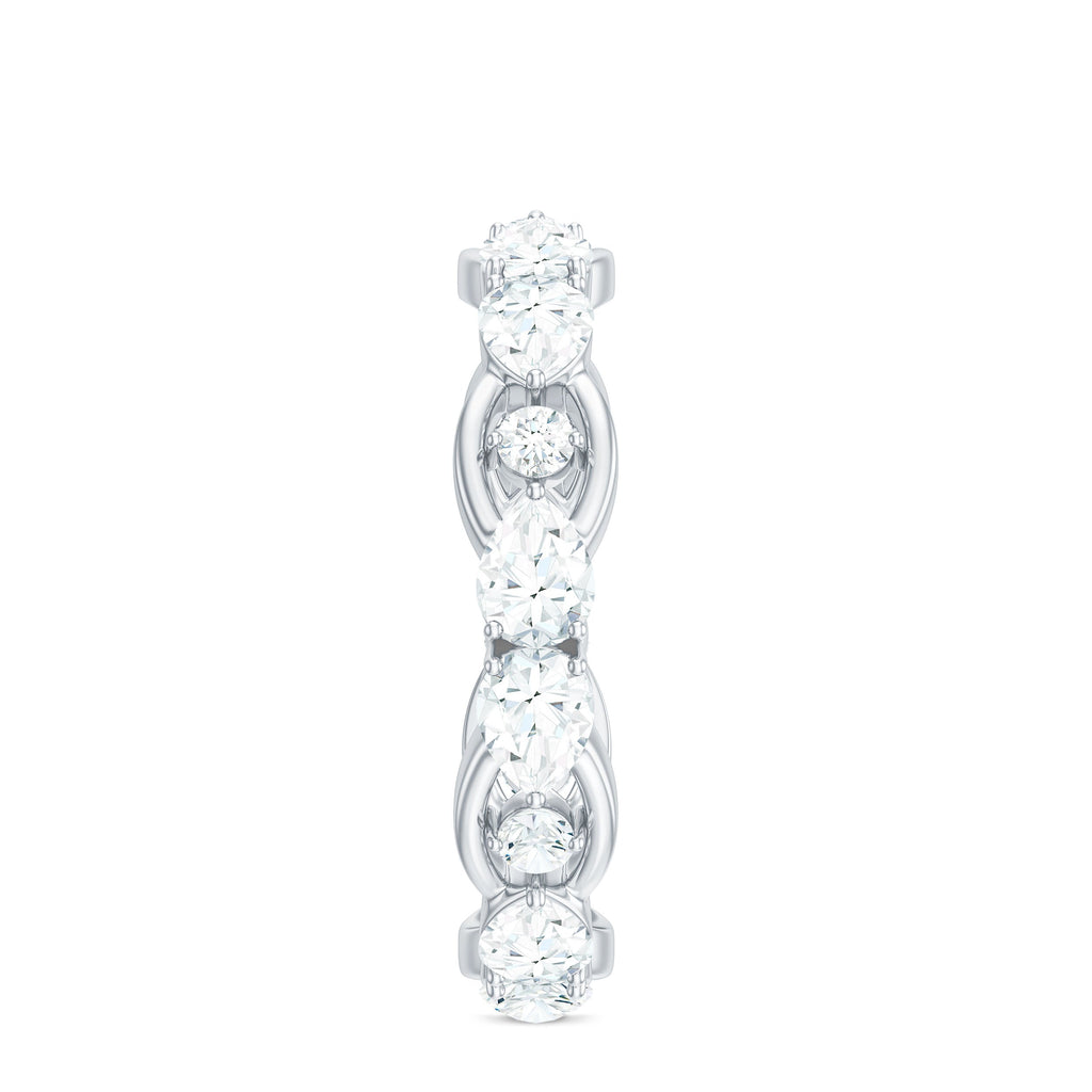 Round and Pear Cut Cubic Zirconia Wedding Band for Women