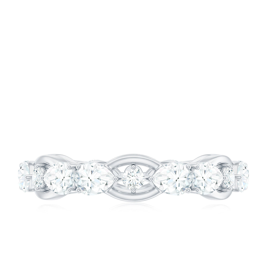 Round and Pear Cut Cubic Zirconia Wedding Band for Women