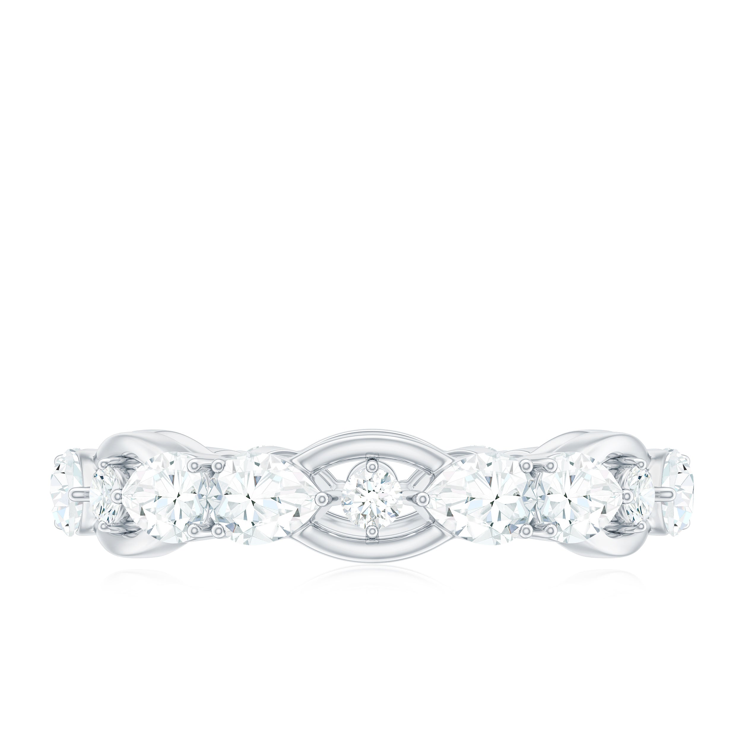 Round and Pear Cut Cubic Zirconia Wedding Band for Women
