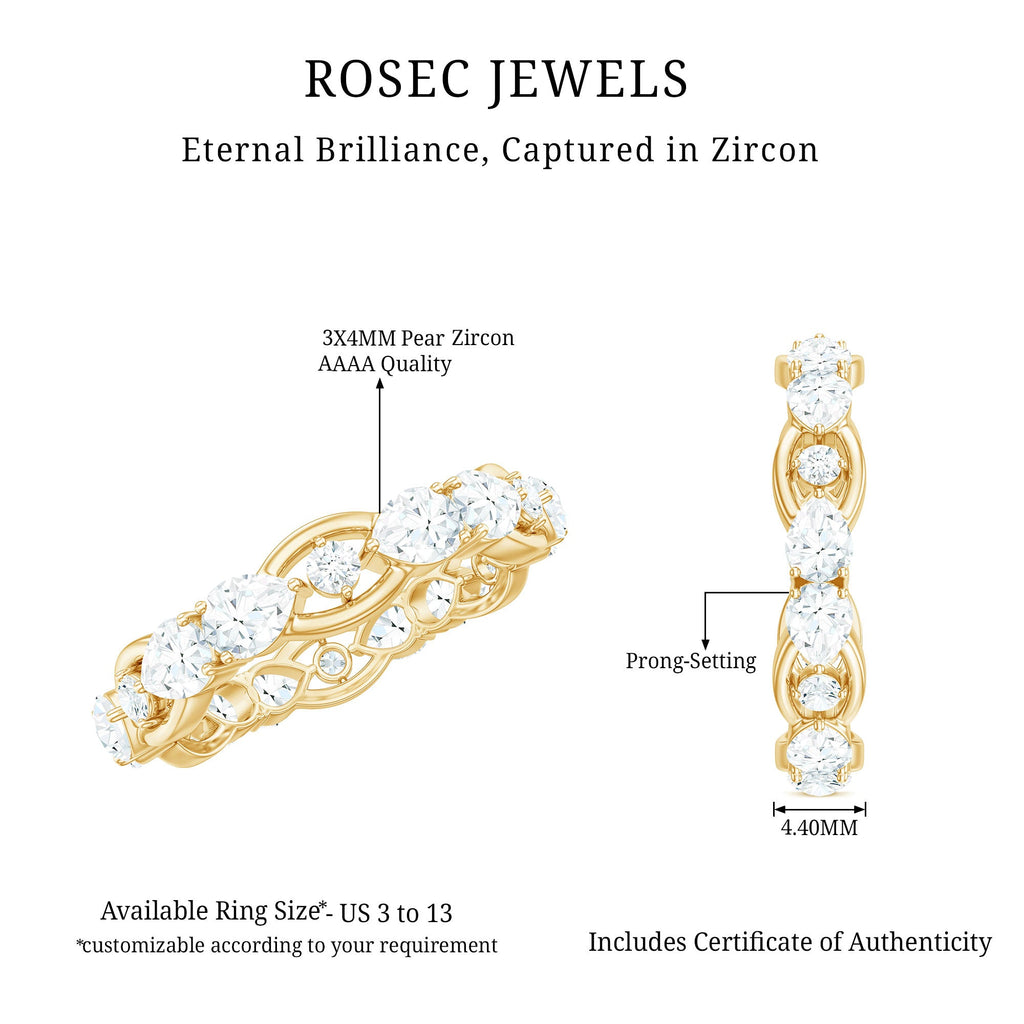 Round and Pear Cut Cubic Zirconia Wedding Band for Women