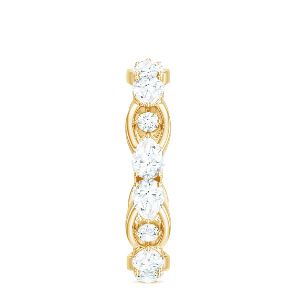 Round and Pear Cut Cubic Zirconia Wedding Band for Women