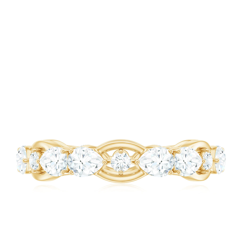 Round and Pear Cut Cubic Zirconia Wedding Band for Women