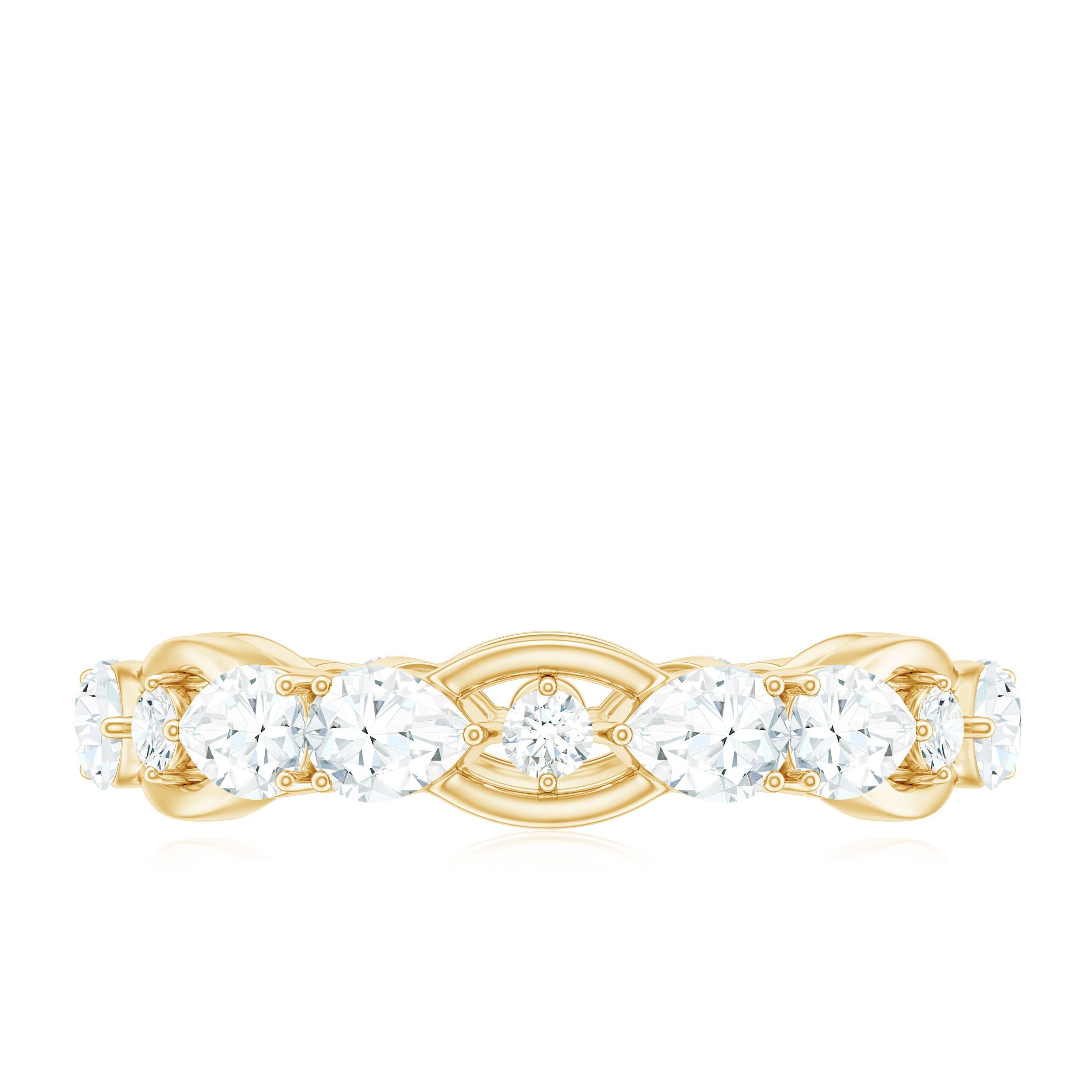 Round and Pear Cut Cubic Zirconia Wedding Band for Women