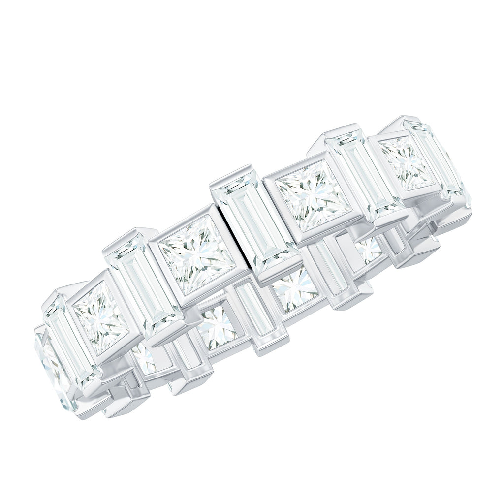 Princess and Baguette Cut Zircon Alternate Eternity Ring