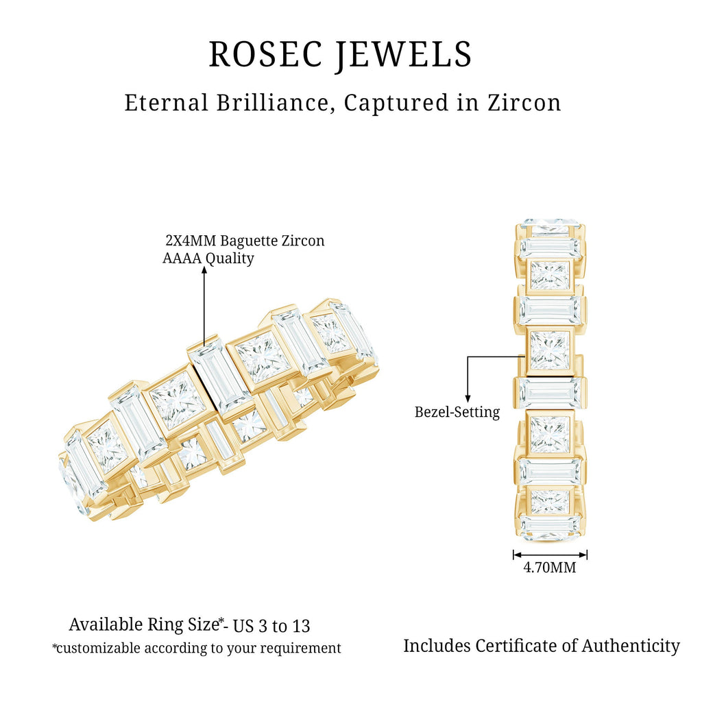 Princess and Baguette Cut Zircon Alternate Eternity Ring