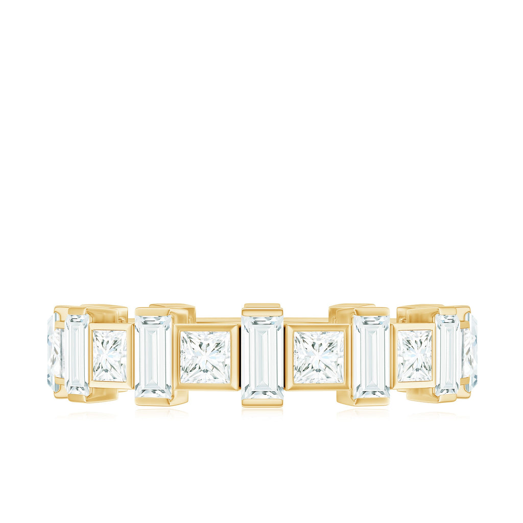 Princess and Baguette Cut Zircon Alternate Eternity Ring