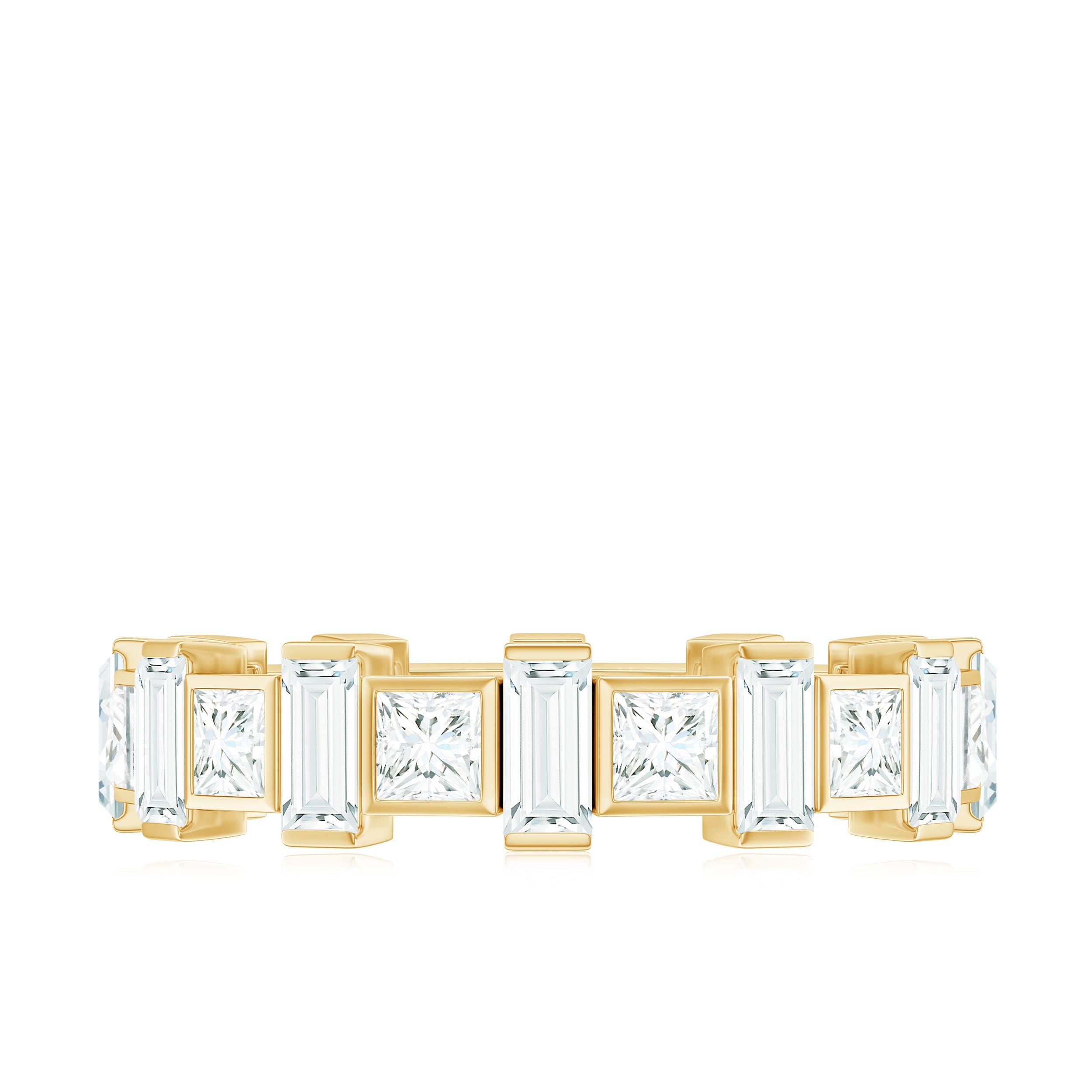 Princess and Baguette Cut Zircon Alternate Eternity Ring