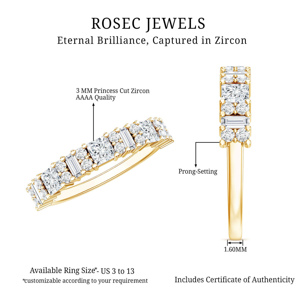 Designer Cubic Zirconia Half Eternity Band Ring