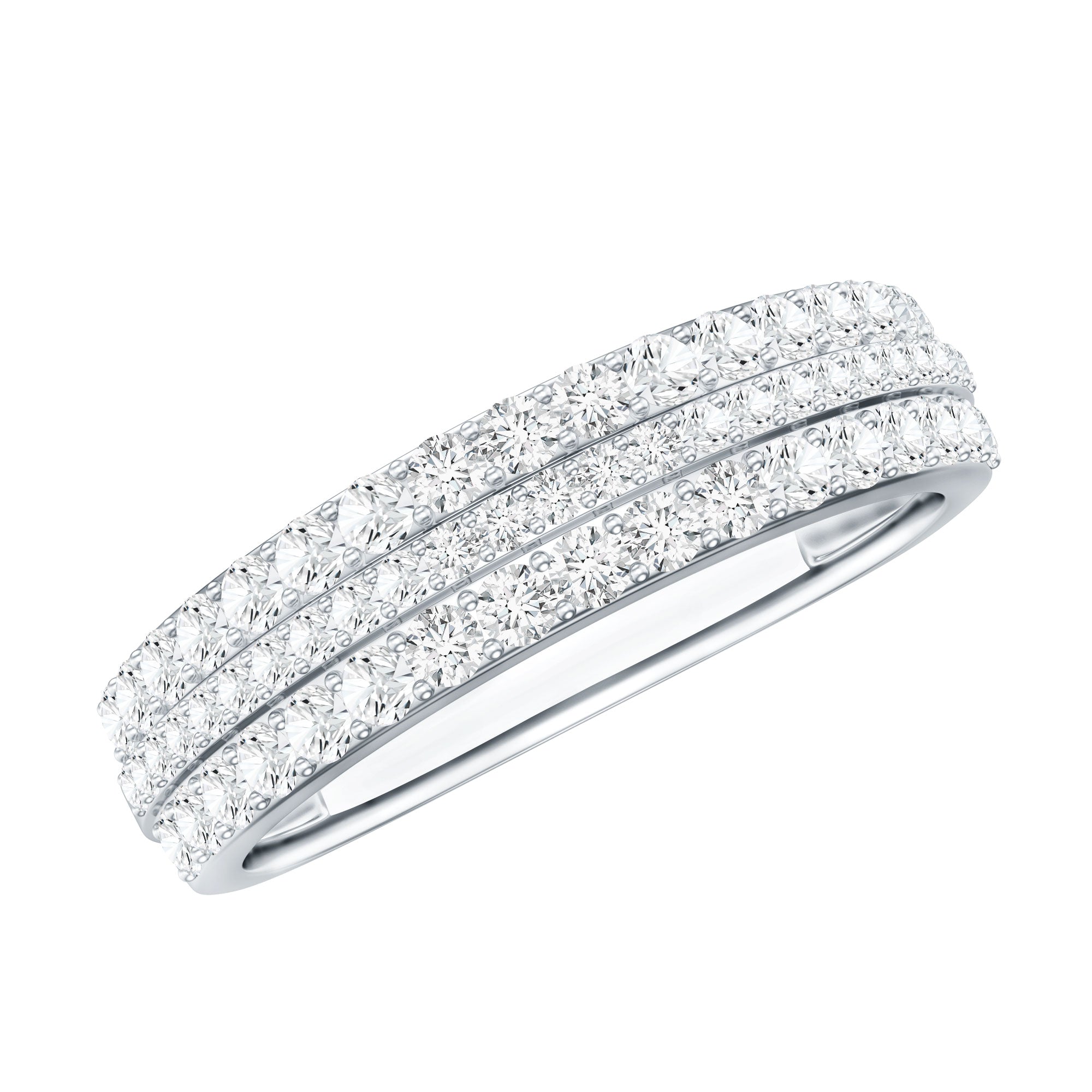 Round Cut Certified Moissanite Wedding Band